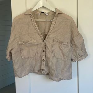 Zara cropped button down